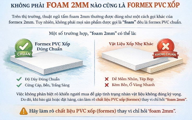 Formex 2mm và foam 2mm có giống nhau không? 